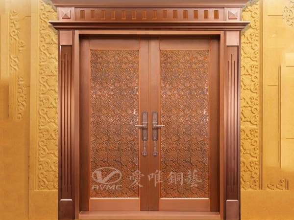 佛山銅門廠家愛(ài)唯銅藝——?jiǎng)e墅銅門祥云款式入戶銅門